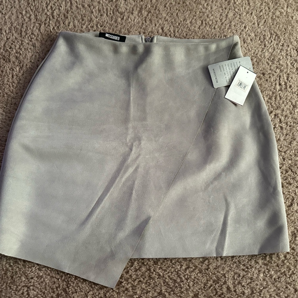 COPY - Missguided grey suede wrap mini skirt